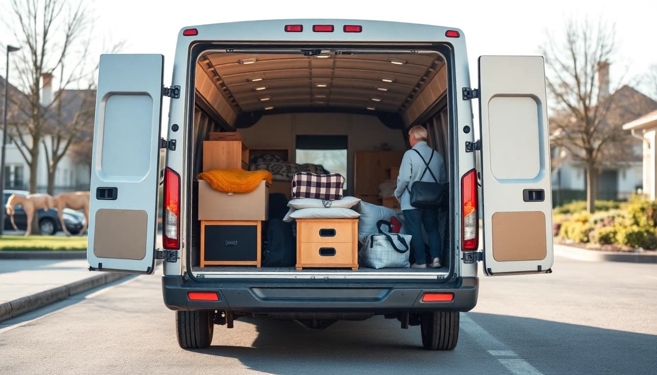 Umzugsunternehmen Wipperfürth transportiert sorgsam Möbel in einen Umzugswagen.