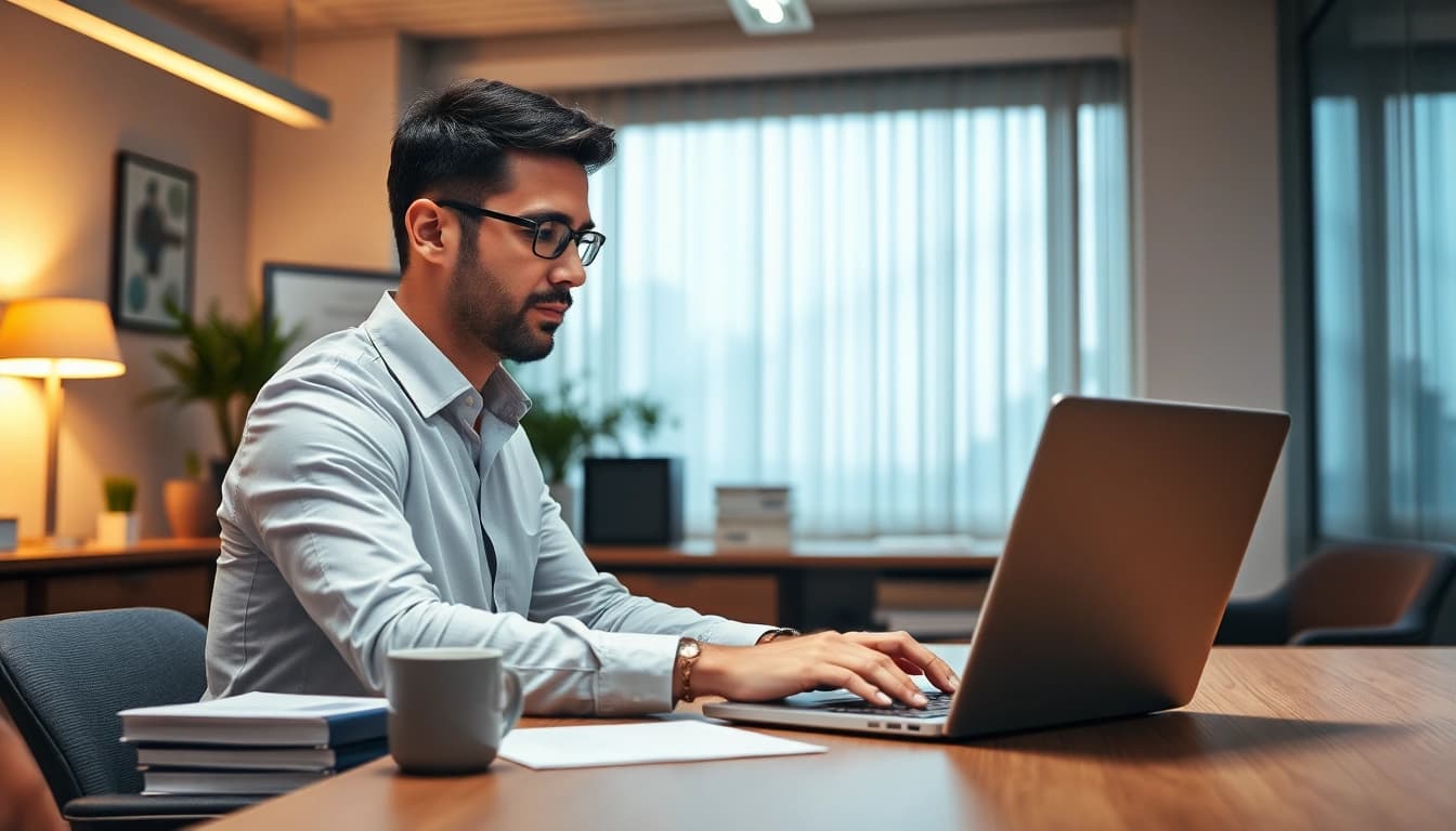 Professioneller Headhunter Schweiz bei der Arbeit in modernem Büroambiente.