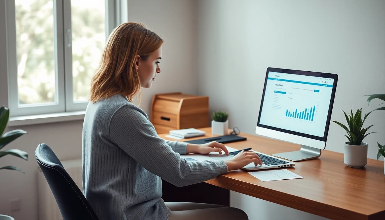 Analysieren Sie SEO-Ranking-Daten an einem modernen Schreibtisch.