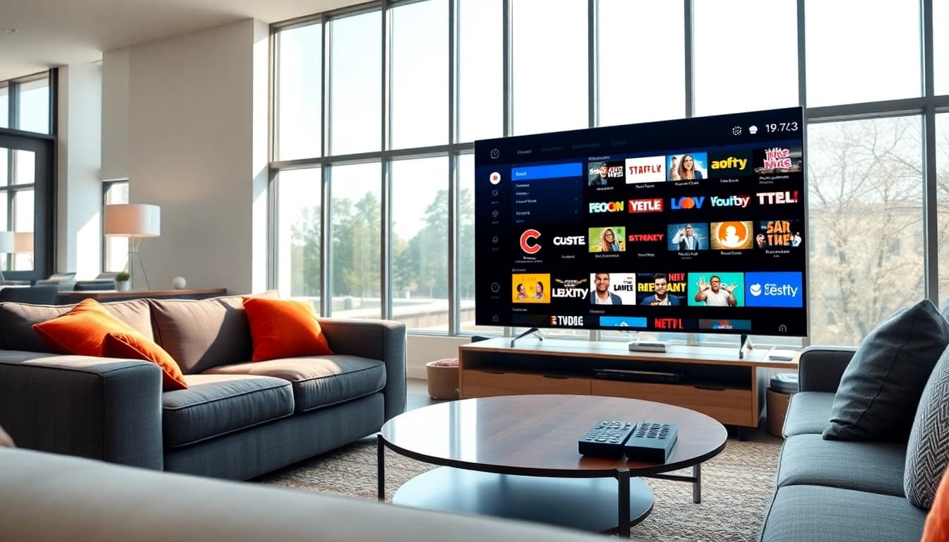 Iptv Anbieter streaming options in a modern living room setup.