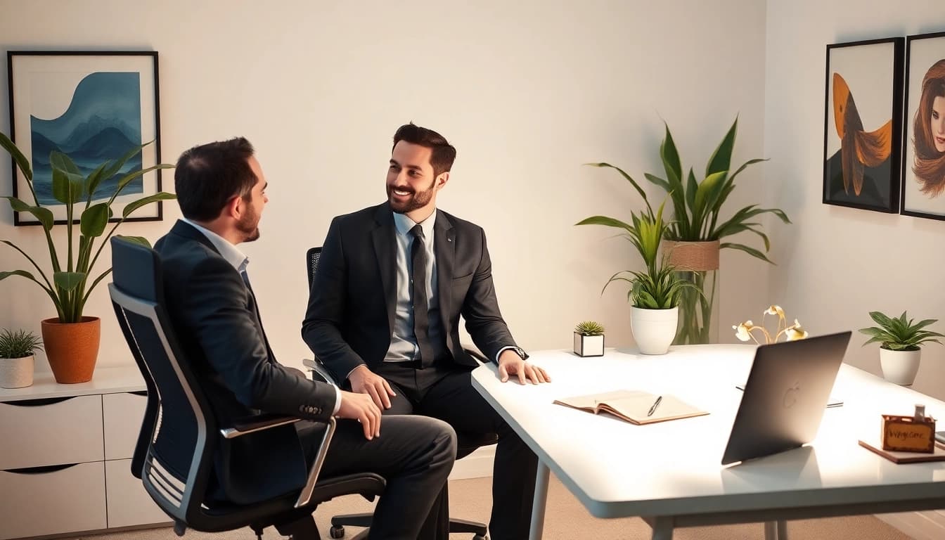 Headhunter Kiel im Gespräch mit einem Kandidaten in einem modernen Büro.