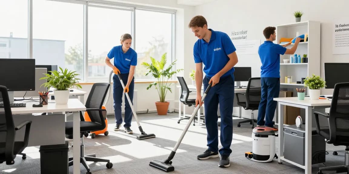 Expert underhaltsreinigung solothurn in a vibrant office space with professional cleaners.