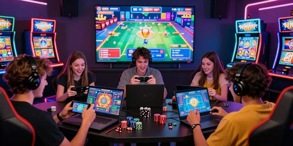 Exciting gaming experience at https://gemwin.pics/ with players enjoying interactive card games and vibrant slot machines.