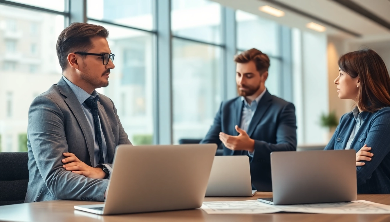 Headhunter Ingenieure consulting in a modern office with engaging discussion.