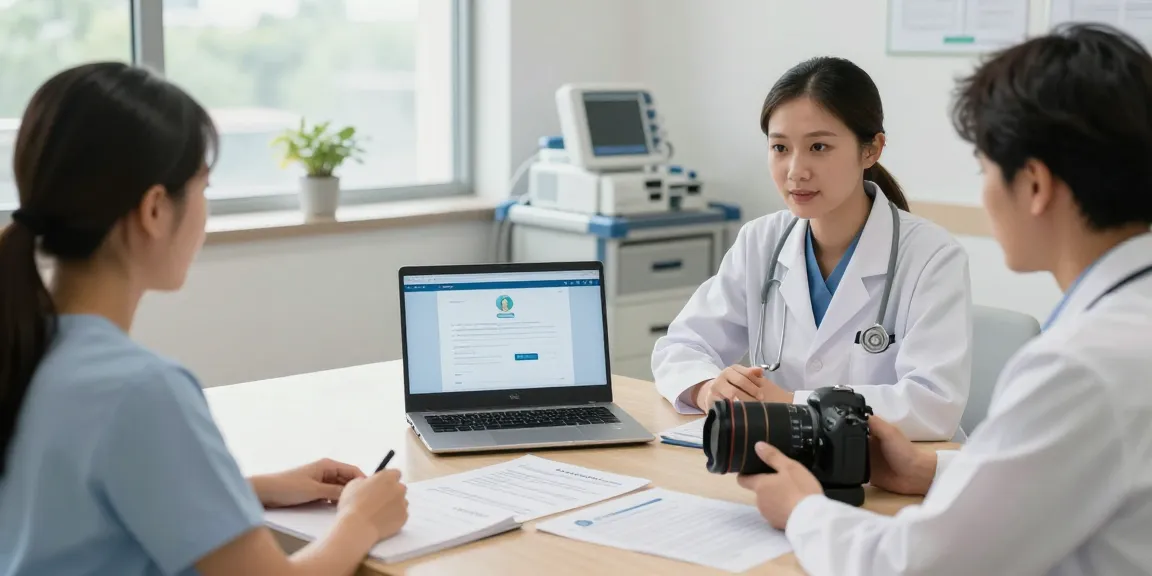Datenschutz im Gesundheitswesen: Ärzte und medizinische Fachkräfte diskutieren über Datensicherheit.