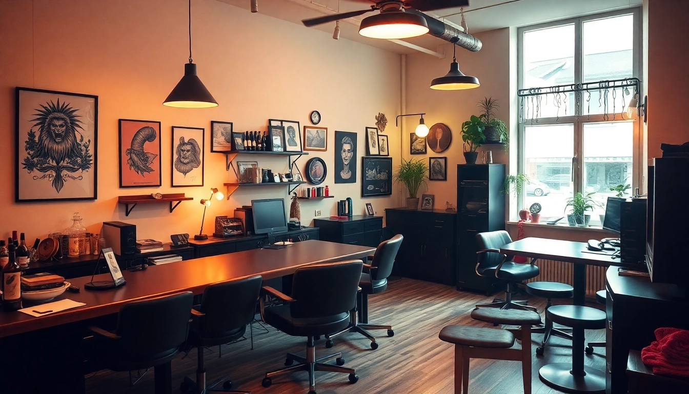 Tattoo Studio München: Künstler arbeitet an einem einzigartigen Tattoo-Design in einem modernen Tattoo-Studio.