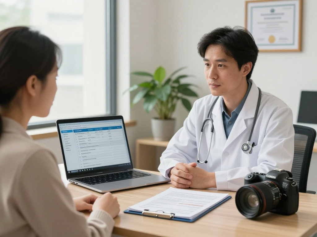 Secure healthcare practices in consultation showing Gesundheitswesen Arzt focus.