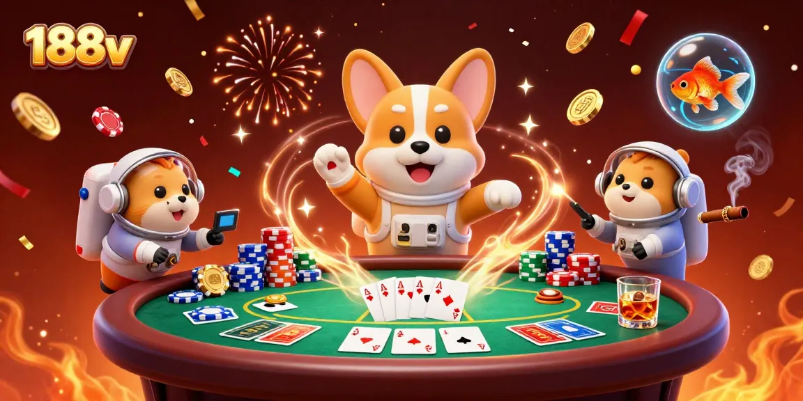 Experience thrilling gameplay and vibrant visuals in 188v's space casino scene with dynamic poker action.