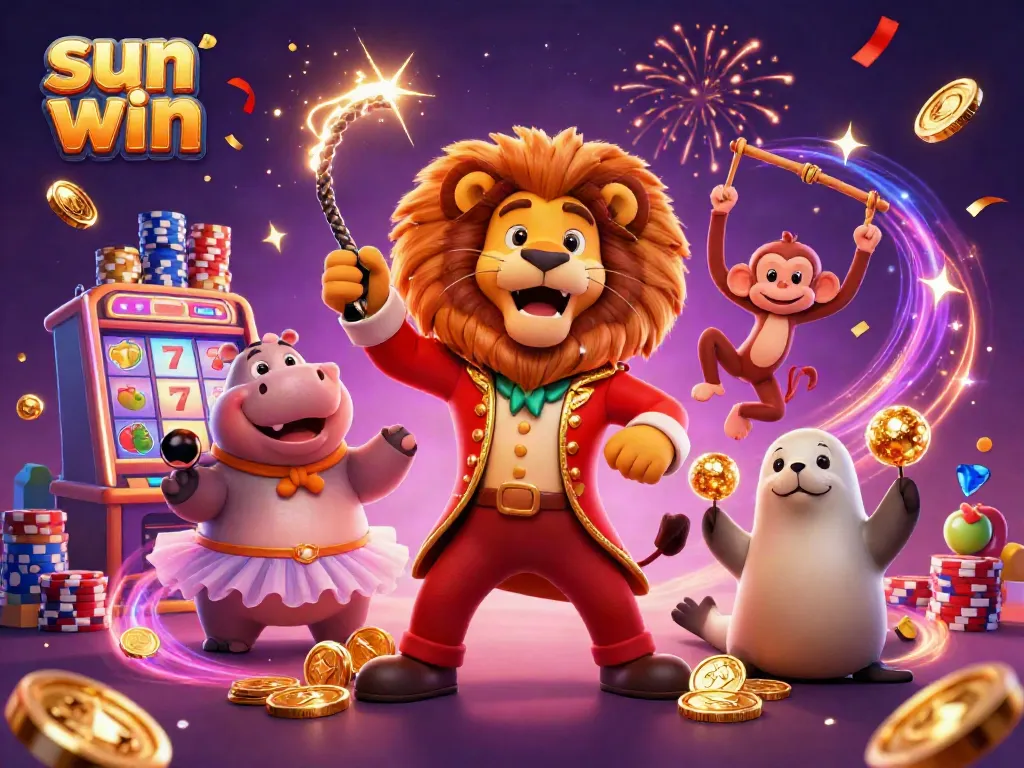 Enjoy thrilling wins at sun win with this dynamic casino-themed 3D illustration featuring vibrant gaming elements.