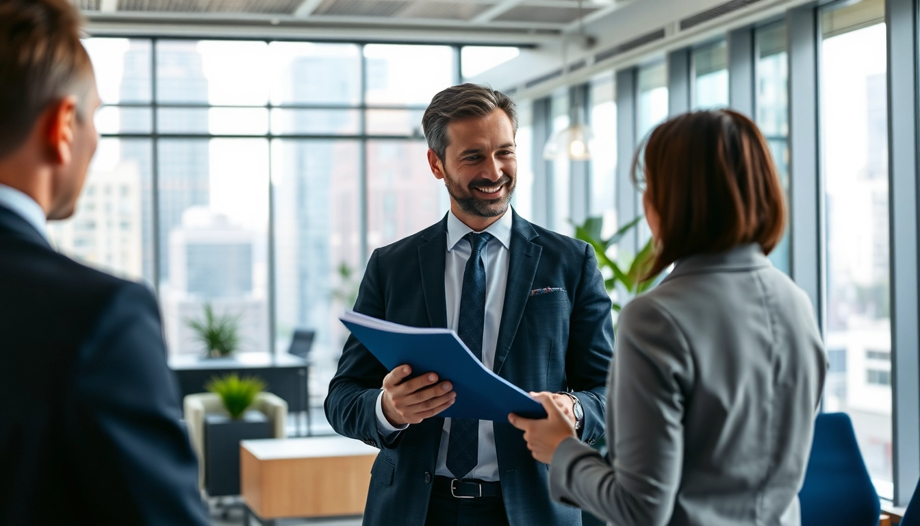Headhunter Ingenieure in einem modernen Büro, umgeben von Stadtansicht und natürlichen Licht.