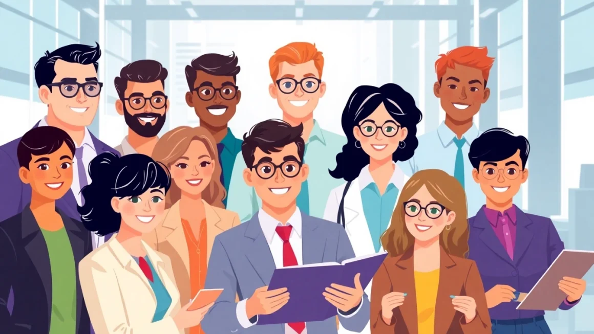 Professionals exploring Stellenangebote through digital devices in a modern office setting.