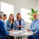 Professionelles Team beim Planen von werbung pflegedienst für ambulante Pflegeleistungen.