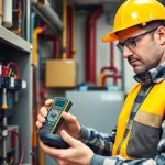 Electrician conducting the DGUV V3 Prüfung to ensure workplace safety and compliance.