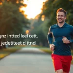 Motivierter Mensch joggt im Park und erzielt Gewichtsverlust.