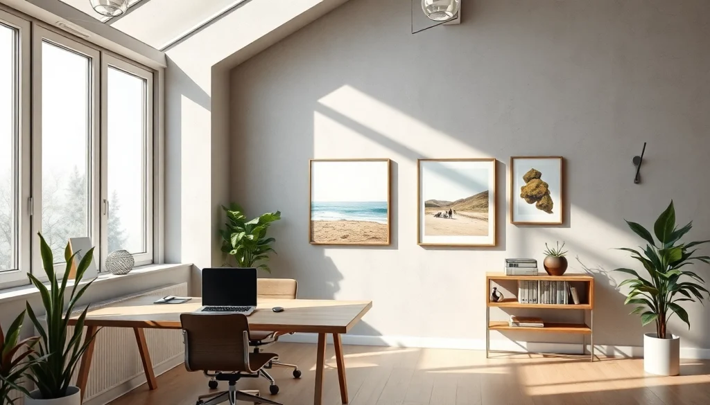 Abstandshalter.com zeigt glänzende Abstandshalter in einem modernen Arbeitsraum, die perfekte Distanz zwischen Kunstwerken gewährleisten.