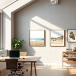 Abstandshalter.com zeigt glänzende Abstandshalter in einem modernen Arbeitsraum, die perfekte Distanz zwischen Kunstwerken gewährleisten.