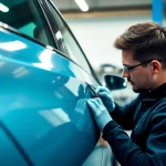 Dellendoktor München: Fachmännische Dellenentfernung an Fahrzeugen in einem modernen Werkstattumfeld.