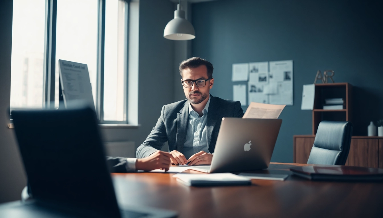 Headhunter analysiert sorgfältig Lebensläufe und Bewerbungen in einem modernen Büro.