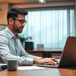 Professioneller Headhunter Schweiz bei der Arbeit in modernem Büroambiente.