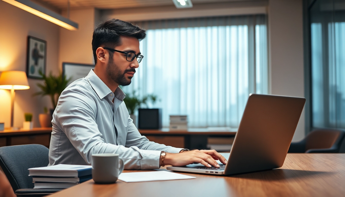 Professioneller Headhunter Schweiz bei der Arbeit in modernem Büroambiente.