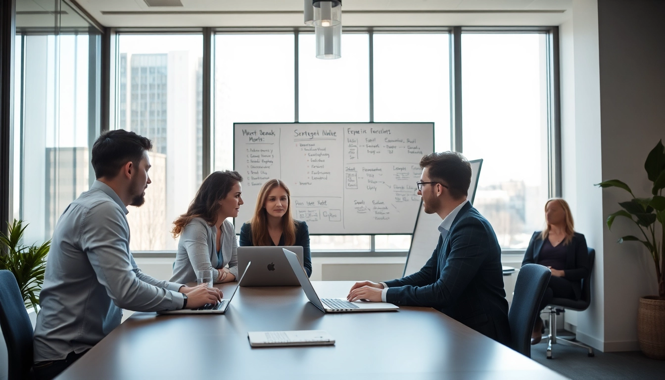 Headhunter Köln zeigt ein professionelles Team beim Brainstorming in einem modernen Büro.