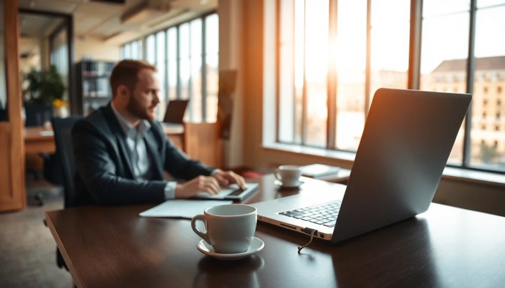 Professioneller Arbeitsplatz eines Headhunters in Berlin mit Laptop und Notizen.