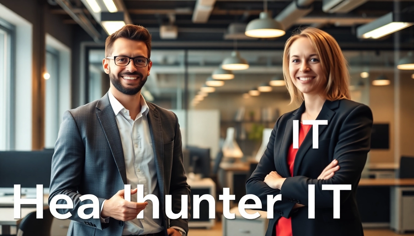 Headhunter IT im Gespräch mit einem Kunden in einem modernen Büro.
