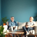 Unterstützende Coaching-Sitzung, die coaching in Lebenskrisen fördert und eine einladende Atmosphäre schafft.