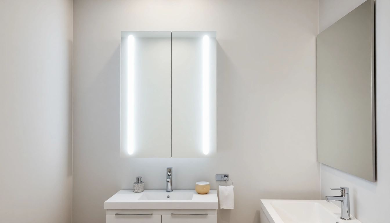 Elegant gestylter spiegelschrank led im Badezimmer mit modernem Design und sanfter Beleuchtung.