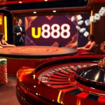Exciting poker game scene at u888 casino showcasing luxury and high stakes.