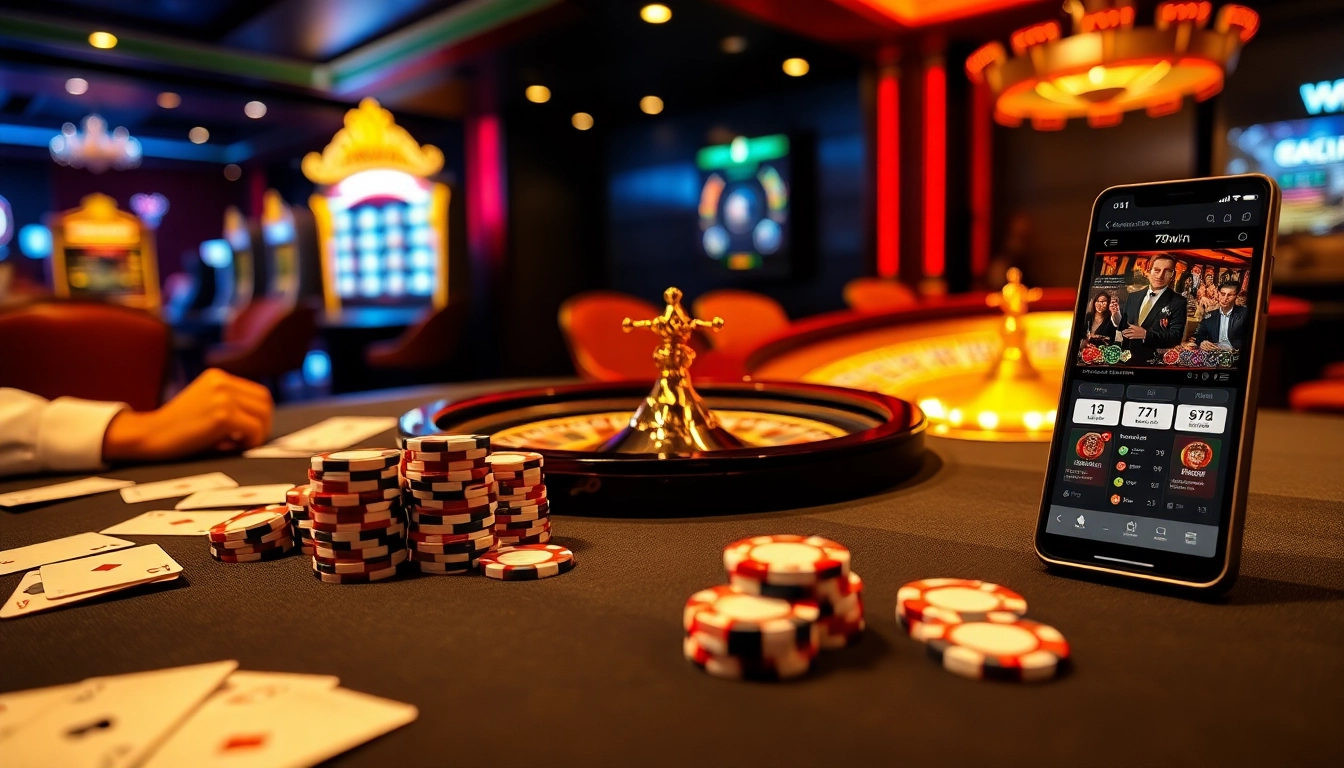 Experience the thrill of betting at 789win.com with high-stakes poker at a luxurious casino table.