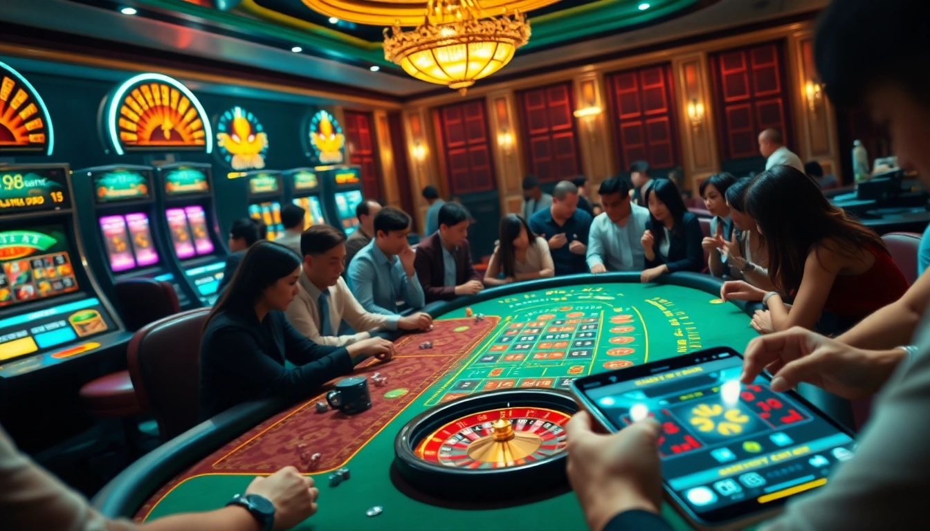 Witness the thrill of betting at MM88's luxurious casino tables as excitement surrounds players.