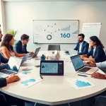 Effektive Personalvermittlung Vertrieb-Szene, die ein diverses Team zeigt, das mit digitalen Werkzeugen Strategien zur Talentakquise entwickelt.