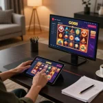 Experience GO88 online gaming with a vibrant tablet setup showcasing exciting casino games.