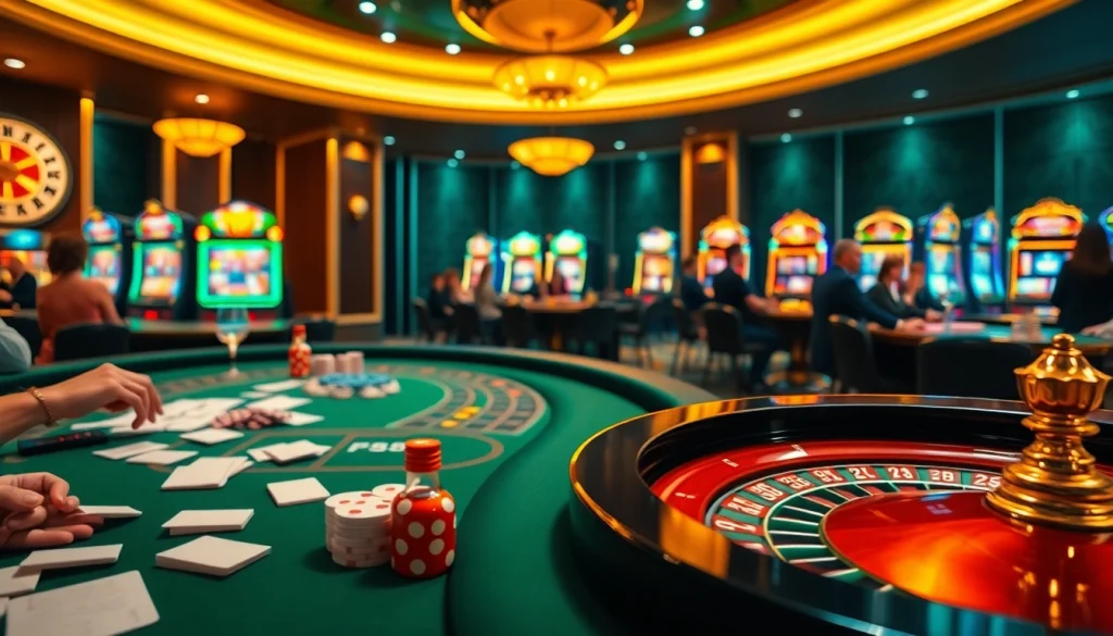 Experience the thrill of go8 gaming with vibrant casino tables and lively players.