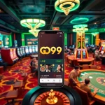 Experience the excitement of the GO99 app with vibrant casino visuals showcasing games, bets, and winning moments.