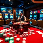 Cazinouri online germania fără depunere cu o masă elegantă de poker și o atmosferă vibrantă de cazinou.