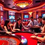Experience the thrilling atmosphere of 69vn.day's modern casino with diverse players engaged in exciting games.