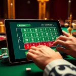 Engaging players placing bets on the luxurious online casino platform https://tt88.to/ with poker chips and a roulette wheel.