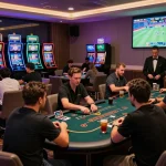 Exciting players at VN88 casino tables, showcasing vibrant gaming atmosphere.