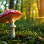 Fliegenpilz Pulver in einem malerischen Wald, idealerweise für Naturfreunde.