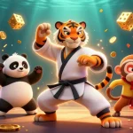 Engaging scene showcasing online casinos Australia with characters mastering luck and winning at slot machines