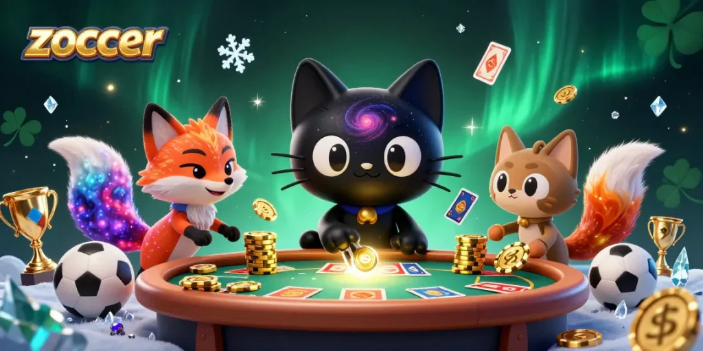 Zoccer captivatingly draws chips and sports betting elements, showcasing excitement in gaming.