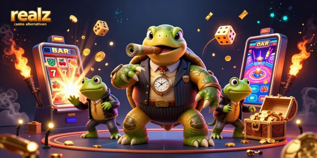 Entdecken Sie die besten realz casino alternativen mit einer aufregenden 3D-Illustration.